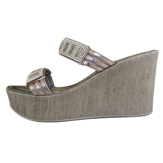 Ciabatte con zeppa CinziaSoft IAD16834 Peltro Argento Vera Pelle