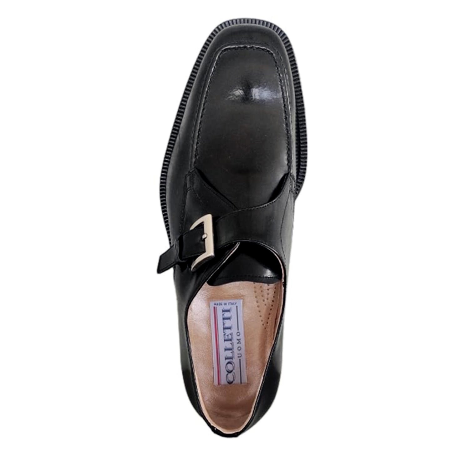 Scarpa lucida elegante Uomo Colletti 2724 Vera Pelle Nero con Fibbia