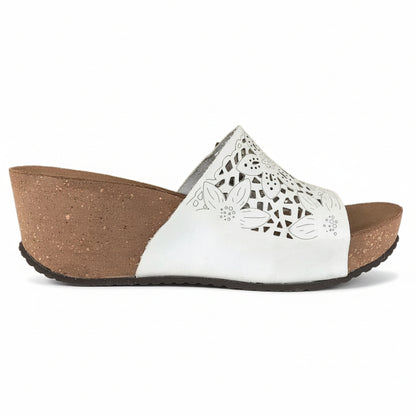 Ciabatta con zeppa Donna PREGUNTA 753-6915 Fascia Nabuk Bianco Panna