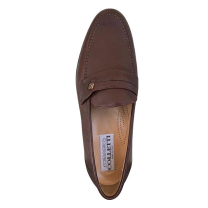 Mocassini Uomo Classici Eleganti Colletti 941 Vera Pelle Testa di moro Fondo Cuoio - 44 EU