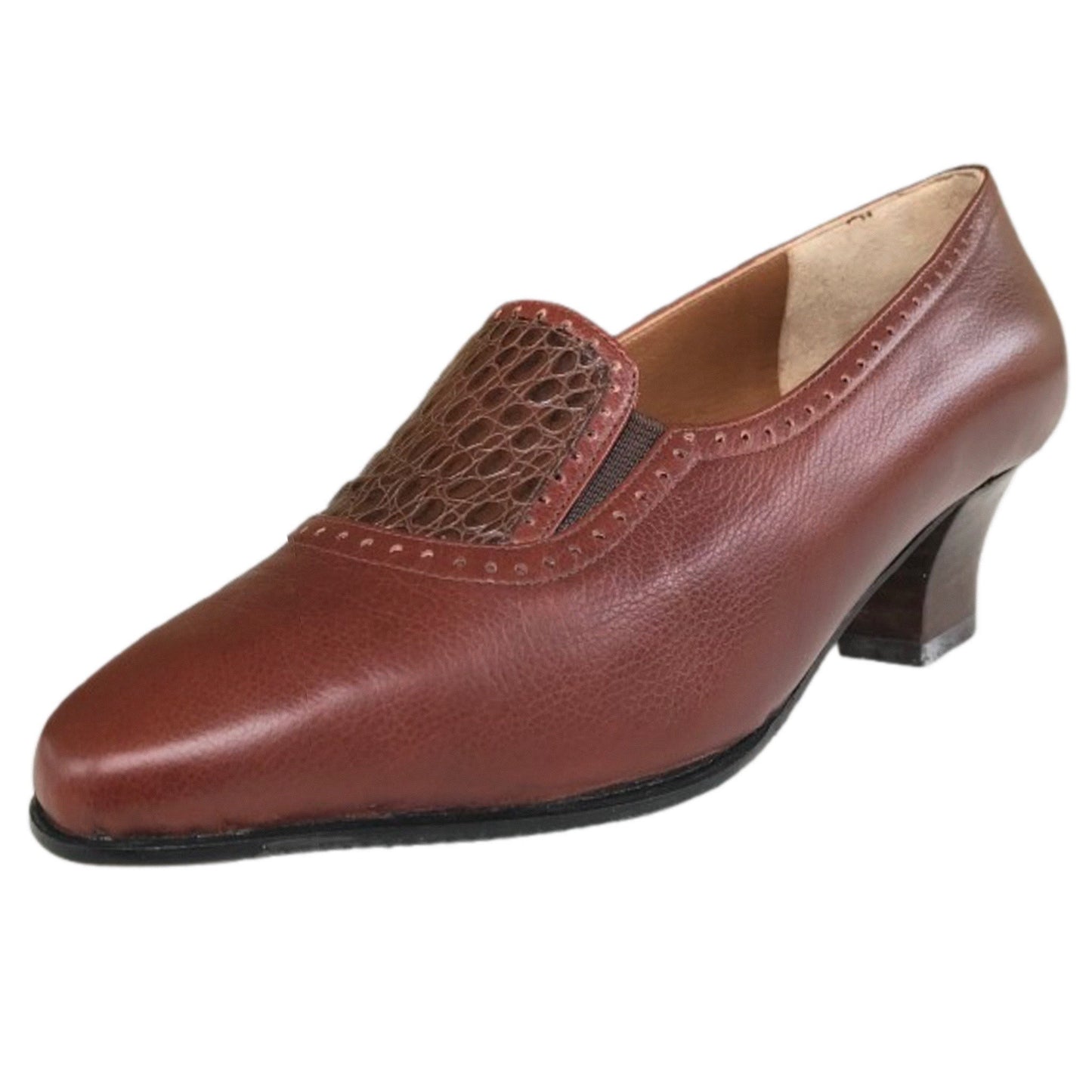 Scarpe donna Lady Confort 015, Vera Pelle, Marrone Cuoio, con Elastici Laterali