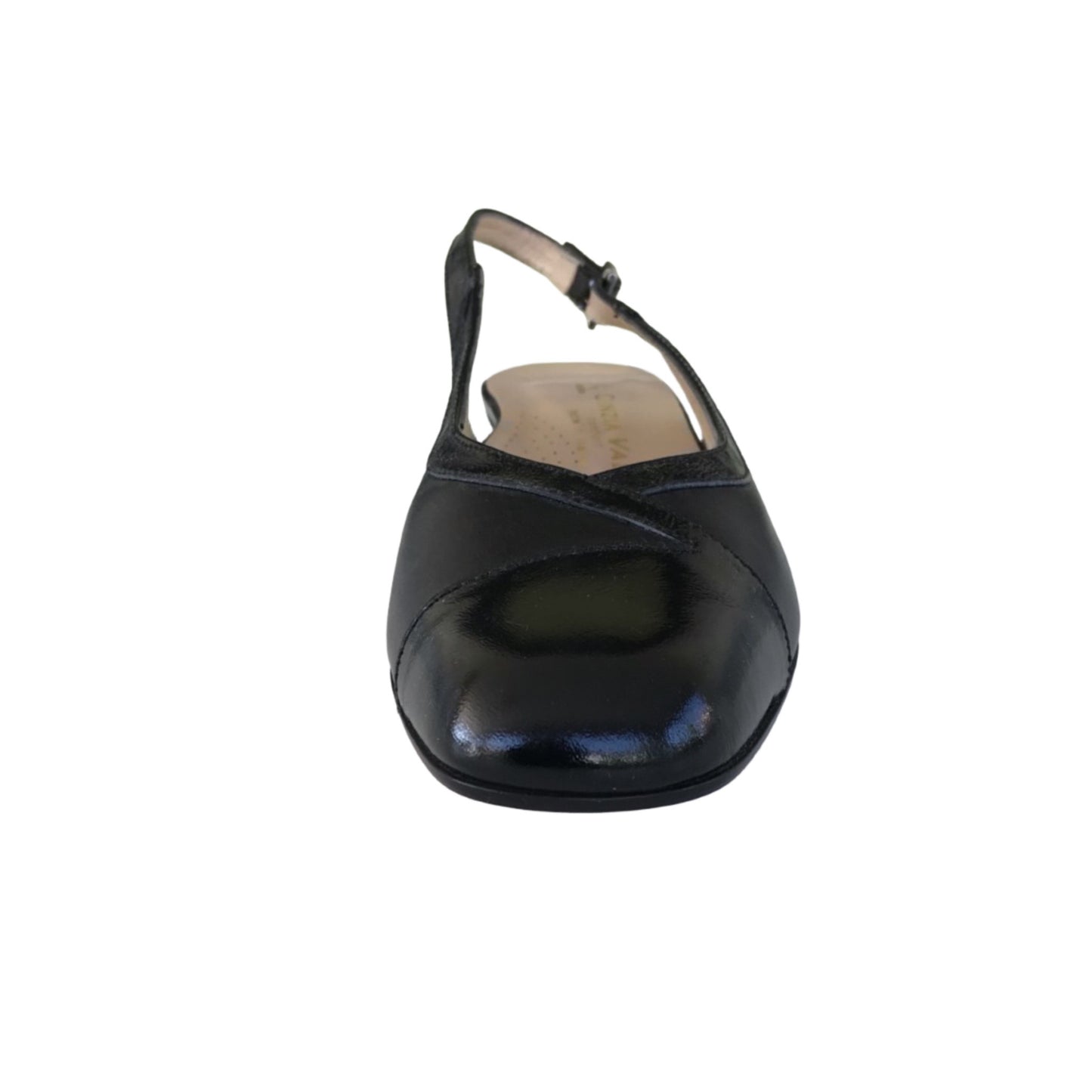 Décolleté Slingback Cinzia Valle 3502 in Vera Pelle Naplak e Nappa Nero