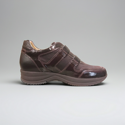 Sneakers Donna NeroGiardini 00117 Marrone Testa di Moro, Vera Pelle con Inserti in Tessuto Impermeabile e Chiusura con Doppio Strappo