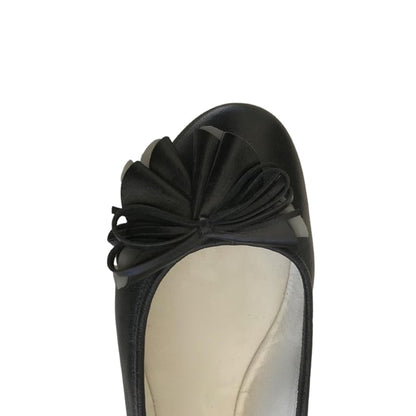 NeroGiardini Ballerine Donna P308421D in Vera Pelle Nero con Fiore Decorativo, 38 EU