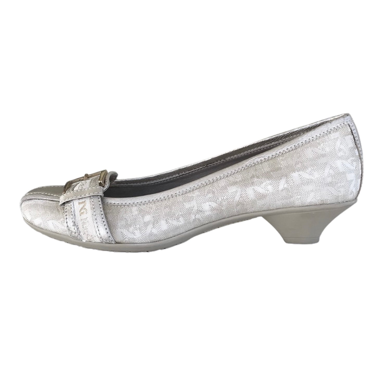 Décolleté basse NeroGiardini 00711 Tessuto Monogram Vera Pelle Argento