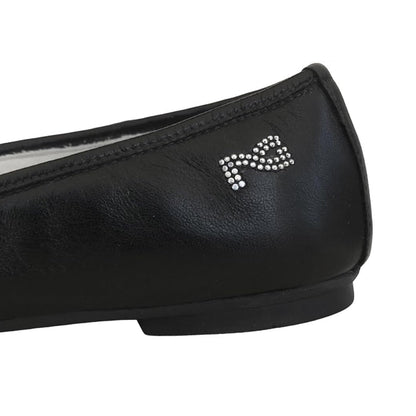 NeroGiardini Ballerine Donna P308421D in Vera Pelle Nero con Fiore Decorativo