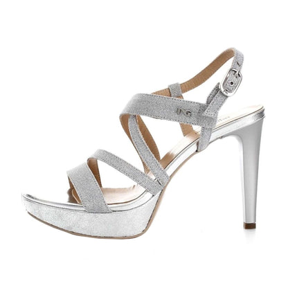 Sandali NeroGiardini P717890DE Argento Ghiaccio Glitter Vera Pelle