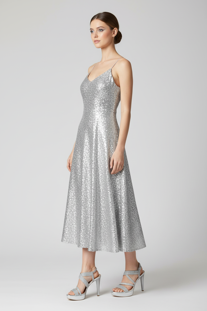 Sandali NeroGiardini P717890DE Argento Ghiaccio Glitter Vera Pelle