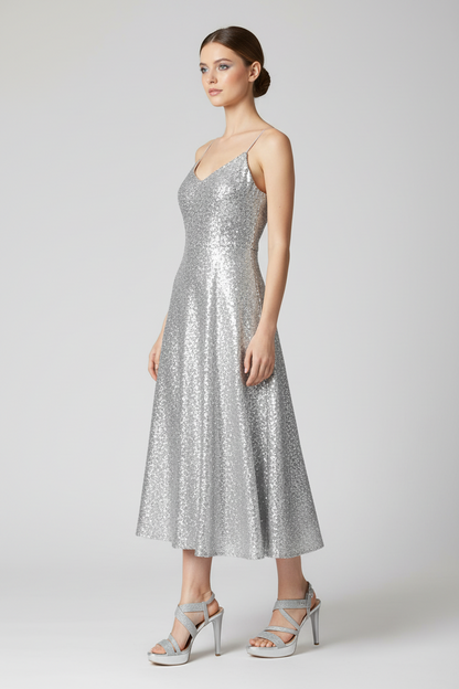 Sandali NeroGiardini P717890DE Argento Ghiaccio Glitter Vera Pelle
