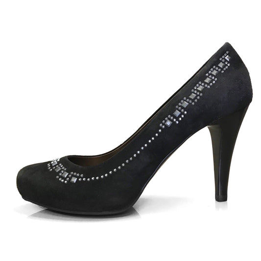 Décolleté NeroGiardini A106900DE Vera Pelle Scamosciata, Tacco alto con plateau, Grigio scuro Antracite - Numero 38 (EU)