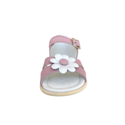 Sandali Bambina Cricket in Vera Pelle Rosa con Fiore Decorativo, Chiusura con Fibbia - 19 EU