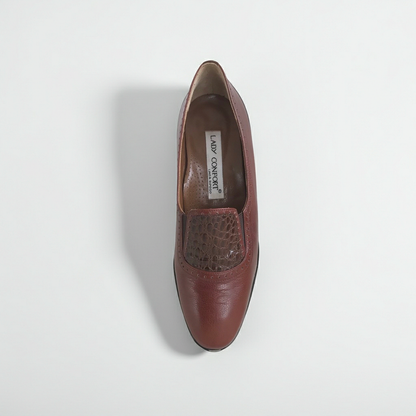 Scarpe donna Lady Confort 015, Vera Pelle, Marrone Cuoio, con Elastici Laterali