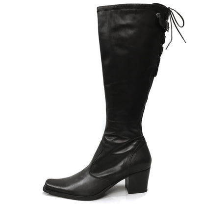 Stivali Donna NeroGiardini 00205 Vera Pelle, Cerniera zip e Lacci - Colore Nero
