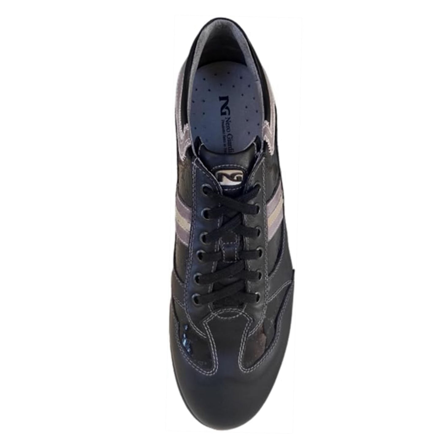 Sneakers Uomo NeroGiardini 07855 Vera Pelle e Vernice Nero Perlato - 41 EU