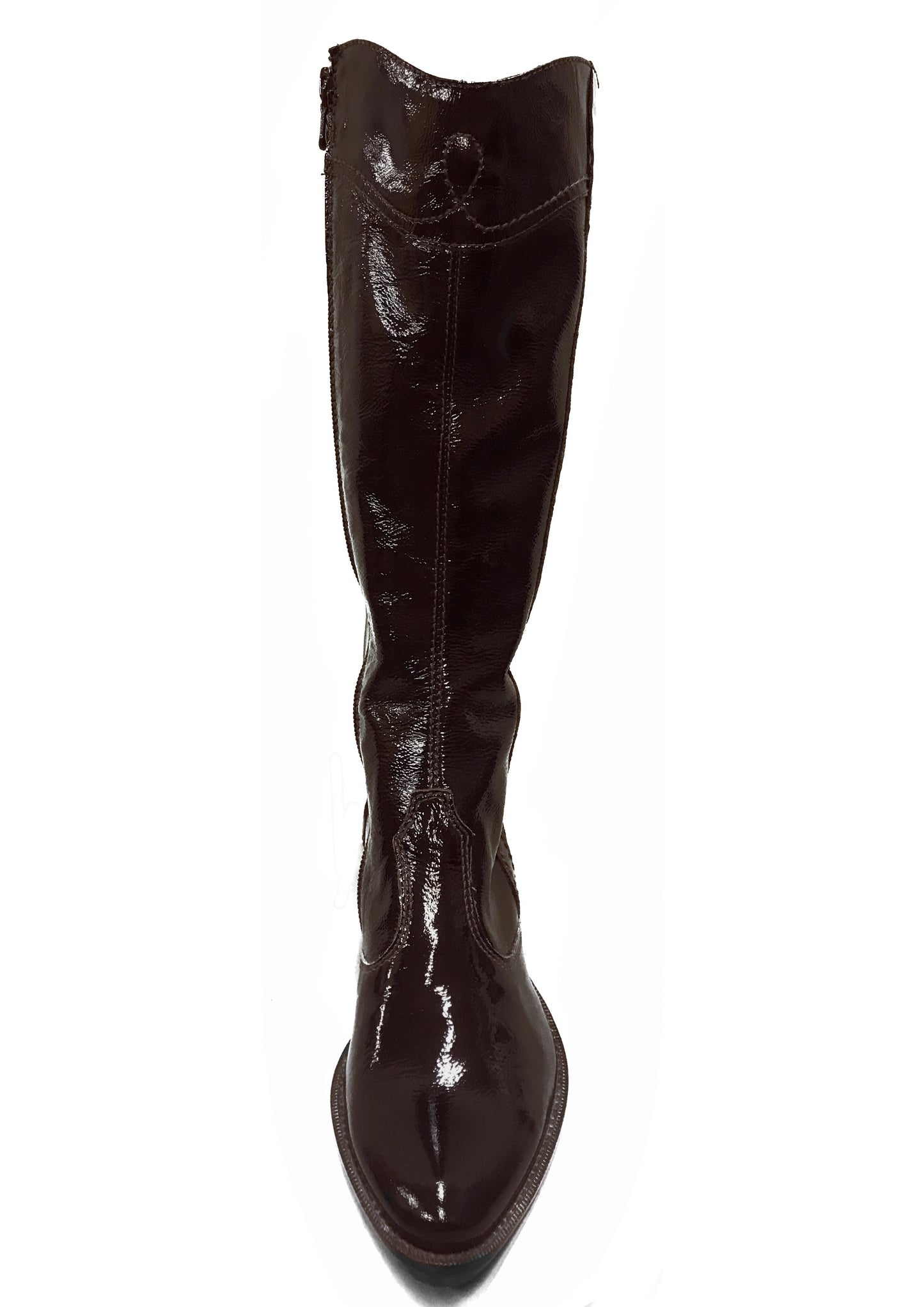 Stivali Texani Donna NeroGiardini 00576 - Vera Pelle, Naplak in Vernice, Marrone testa di moro, cerniera, elastico