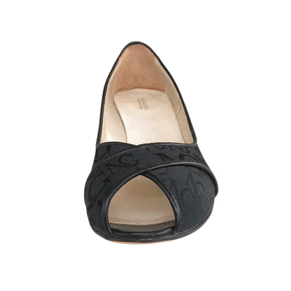 Décolleté spuntate NeroGiardini 00814 Tessuto Monogram, bordi Naplak, Nero
