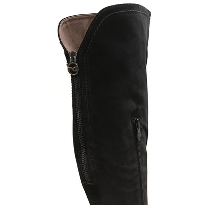 Stivali sopra al ginocchio Donna NeroGiardini A005205D - in Vera Pelle scamosciata, con plateau, cerniera zip, Tacco 9 cm, Nero