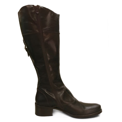 Stivali cavallerizza Donna NeroGiardini 00575 Vera Pelle, Tacco basso 3 cm, Cerniera Zip, Elastico - Marrone Testa di Moro