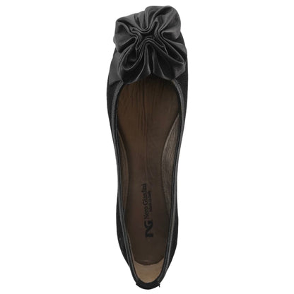 NeroGiardini Ballerine Donna A207600D in Camoscio Nero con Fiocco Decorativo, Scarpe Basse Eleganti
