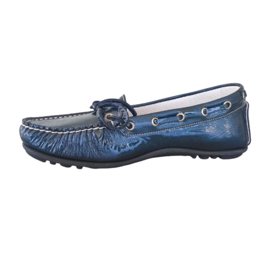 Mocassini Donna NeroGiardini 10011 Vera Pelle in Vernice Blu Petrolio