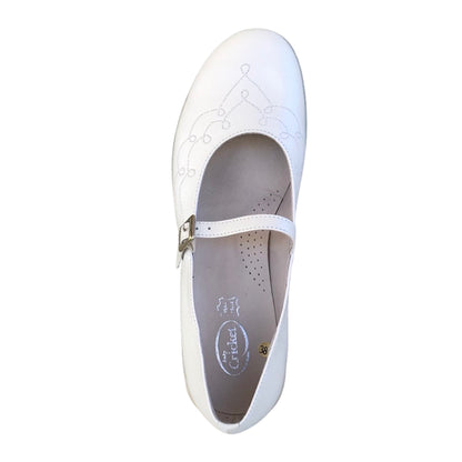 Ballerine con cinturino Cricket 1903 Vera Pelle Bianco Perlato