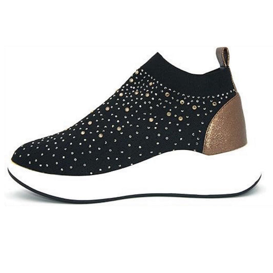 Sneaker Running Elastica Donna  Pregunta PCG03 Nero, Tessuto elasticizzato e Vera Pelle - Numero 36 (EU) - Comfort, Performance e Stile