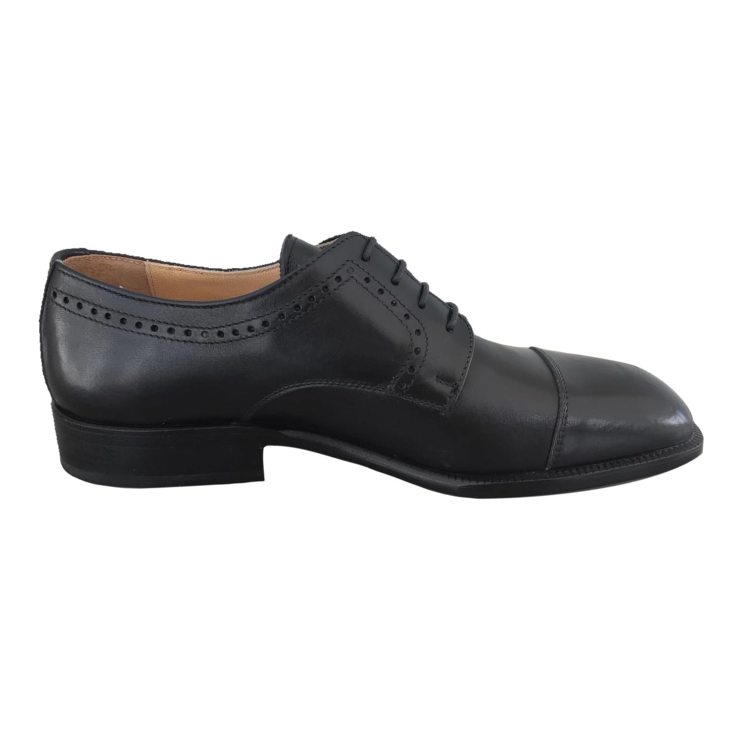 Scarpe Classiche Uomo Enzo del Lago 2058 Vera Pelle Nero Fondo Cuoio - 39 EU