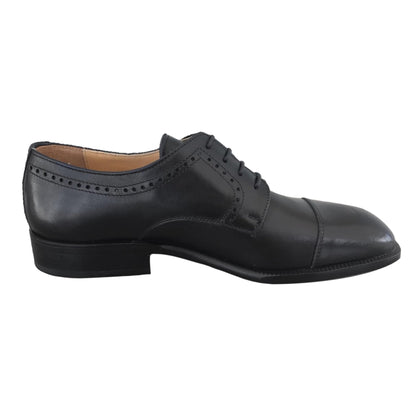 Scarpe Classiche Uomo Enzo del Lago 2058 Vera Pelle Nero Fondo Cuoio - 39 EU