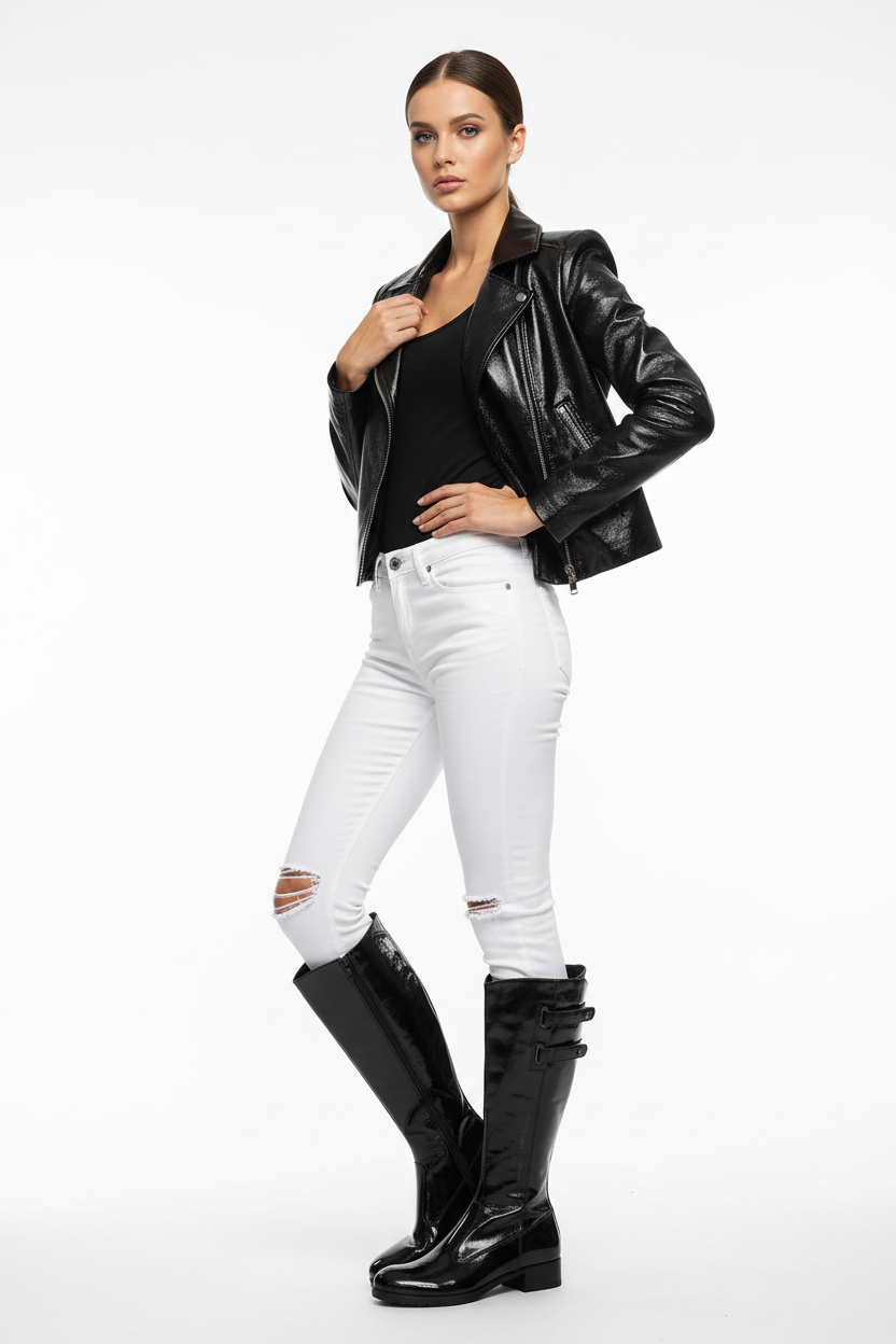 Stivali Donna NeroGiardini A900902 Tacco a blocco basso, Vera pelle, Naplak in Vernice, Zip, Doppio strappo, Nero