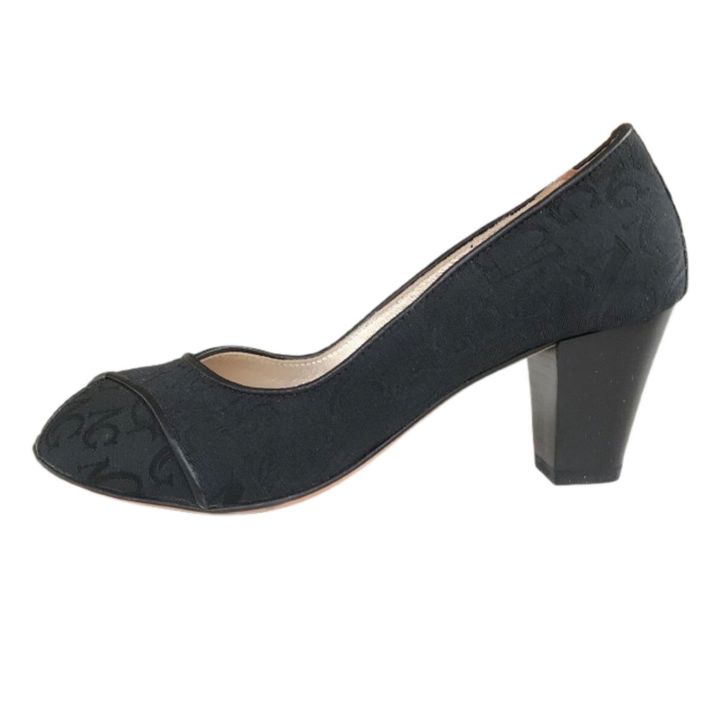 Décolleté spuntate NeroGiardini 00814 Tessuto Monogram, bordi Naplak, Nero