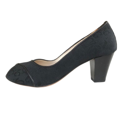 Décolleté spuntate NeroGiardini 00814 Tessuto Monogram, bordi Naplak, Nero
