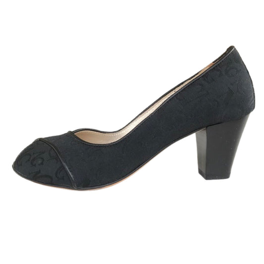 Décolleté spuntate NeroGiardini 00814 Tessuto Monogram, bordi Naplak, Nero