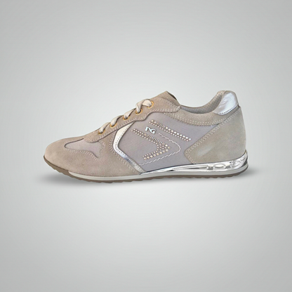 Sneakers Donna NeroGiardini P308452D Vera Pelle Beige con fondo specchiato