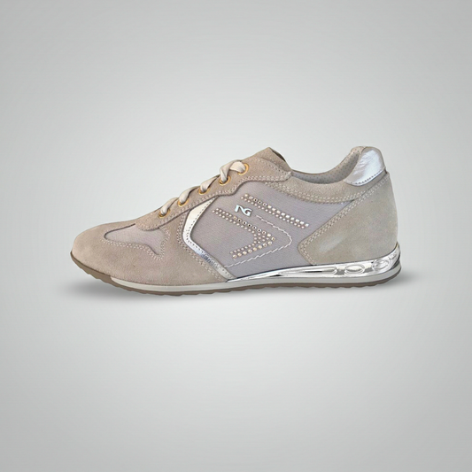 Sneakers Donna NeroGiardini P308452D Vera Pelle Beige con fondo specchiato