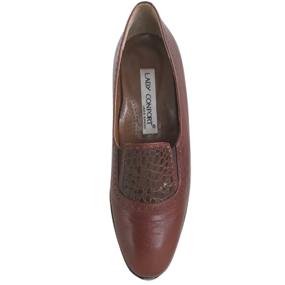 Scarpe donna Lady Confort 015, Vera Pelle, Marrone Cuoio, con Elastici Laterali
