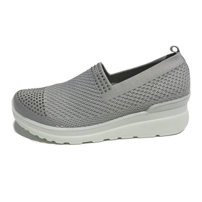 Sneakers Donna CO.Moda Comfort 665 Tela Traspirante Elasticizzata Grigio con Strass Slip-On