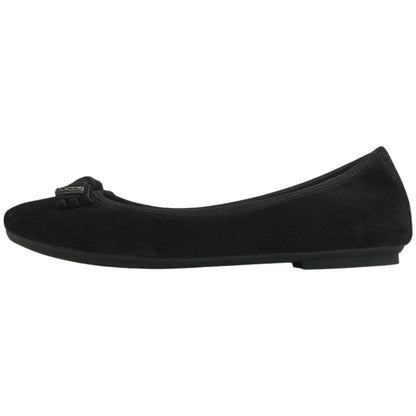 NeroGiardini Ballerine A005065D in Vera Pelle Scamosciata, Nero con Fiocco