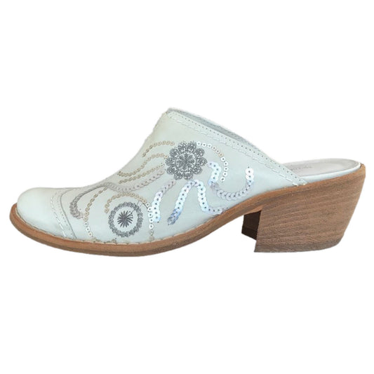 Sabot NeroGiardini Vera Pelle 00783 Zanzibar Bianco Paillettes