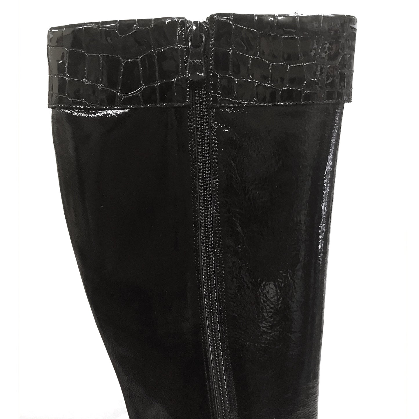 Stivali Donna NeroGiardinj A900301E Tacco alto, Vera Pelle, Naplak in Vernice, Stampa Cocco, Cerniera Zip - Colore Nero