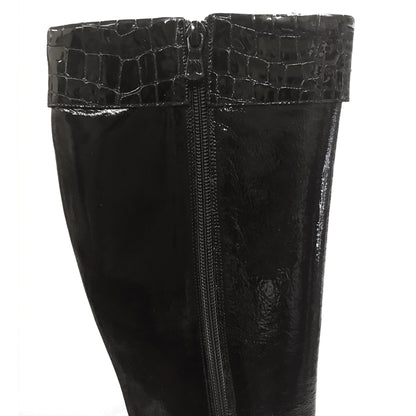 Stivali Donna NeroGiardinj A900301E Tacco alto, Vera Pelle, Naplak in Vernice, Stampa Cocco, Cerniera Zip - Colore Nero