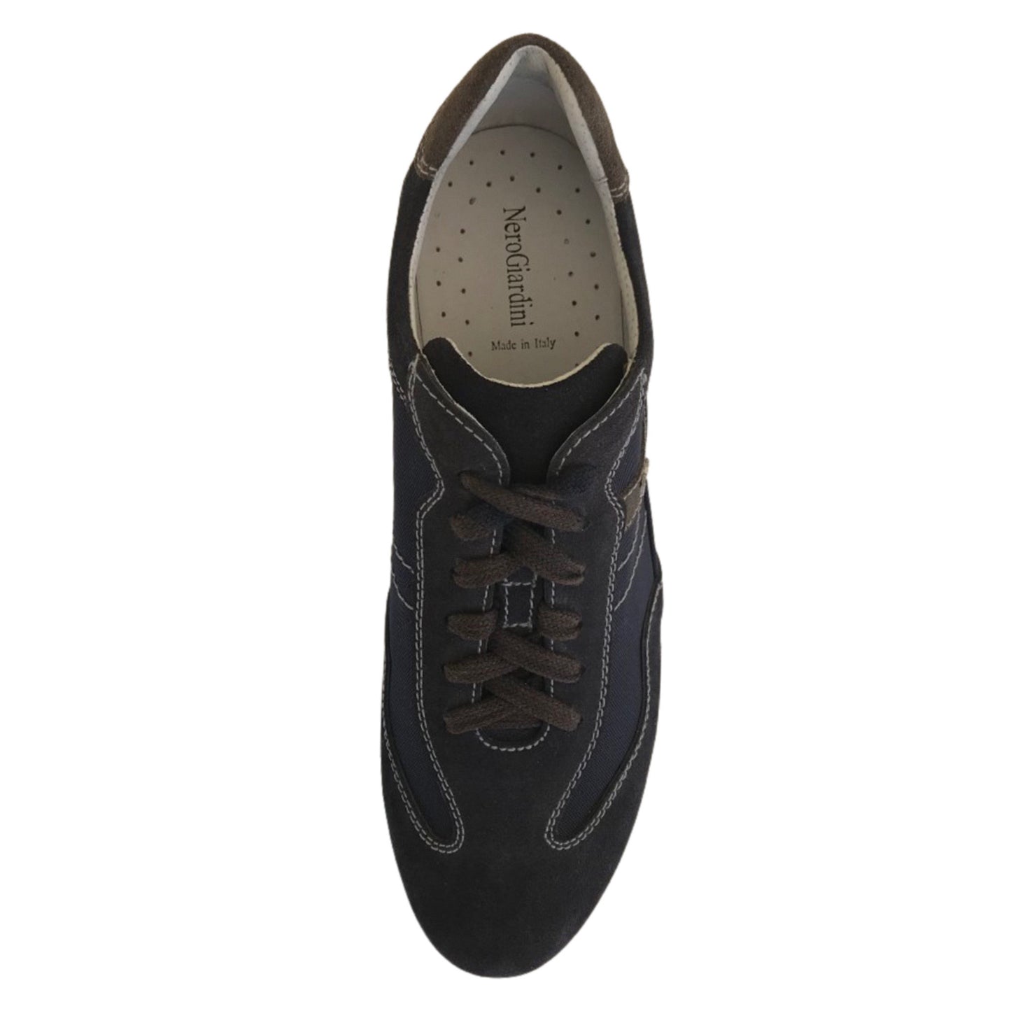 Sneakers Uomo NeroGiardini P704780U Vera Pelle Scamosciata Tessuto Blu Indios