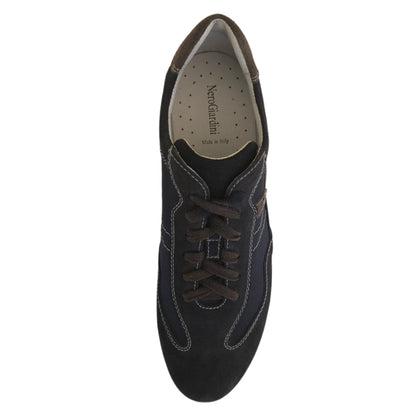 Sneakers Uomo NeroGiardini P704780U Vera Pelle Scamosciata Tessuto Blu Indios