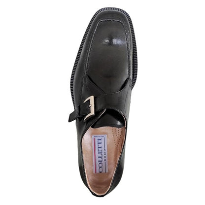Scarpe Eleganti Uomo Colletti 2724 Vera Pelle Nero Lucido con Fibbia Argento