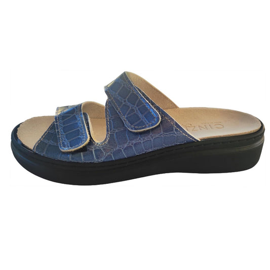 Ciabatta donna CinziaSoft art. 011 con plantare estraibile doppio strappo stampa cocco color blu