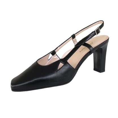 Décolleté Slingback con cinturino MERIANNA  1056 in Vera Pelle Nero
