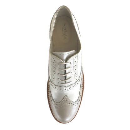 Scarpe Inglesine Donna NeroGiardini P717071D Vera Pelle Bianco Moonlight Savana Perlato - 35 EU