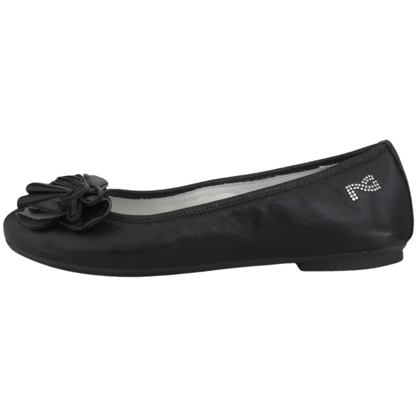 NeroGiardini Ballerine Donna P308421D in Vera Pelle Nero con Fiore Decorativo