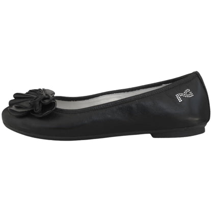NeroGiardini Ballerine Donna P308421D in Vera Pelle Nero con Fiore Decorativo