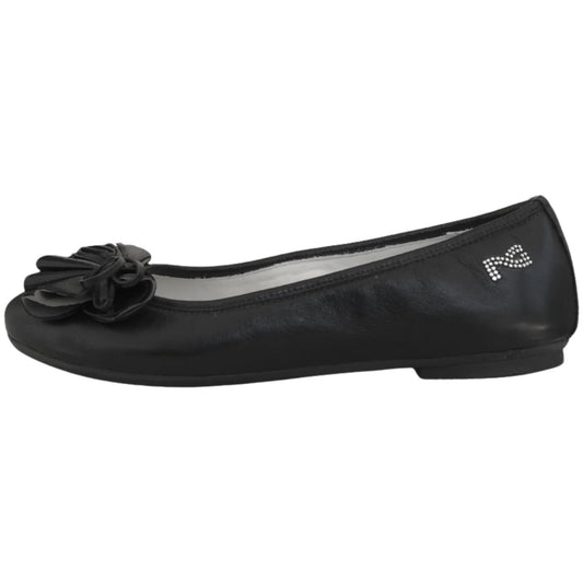 NeroGiardini Ballerine Donna P308421D in Vera Pelle Nero con Fiore Decorativo