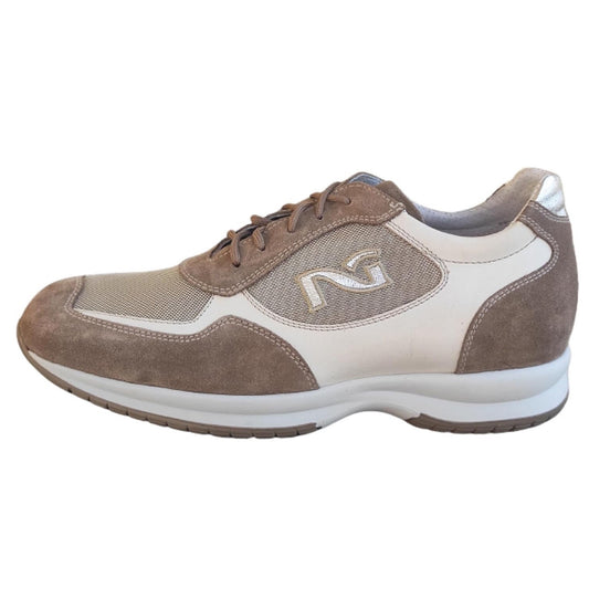 Sneakers Uomo NeroGiardini P100530U Vera Pelle e camoscio Bianco Crema e Castoro - 42 EU